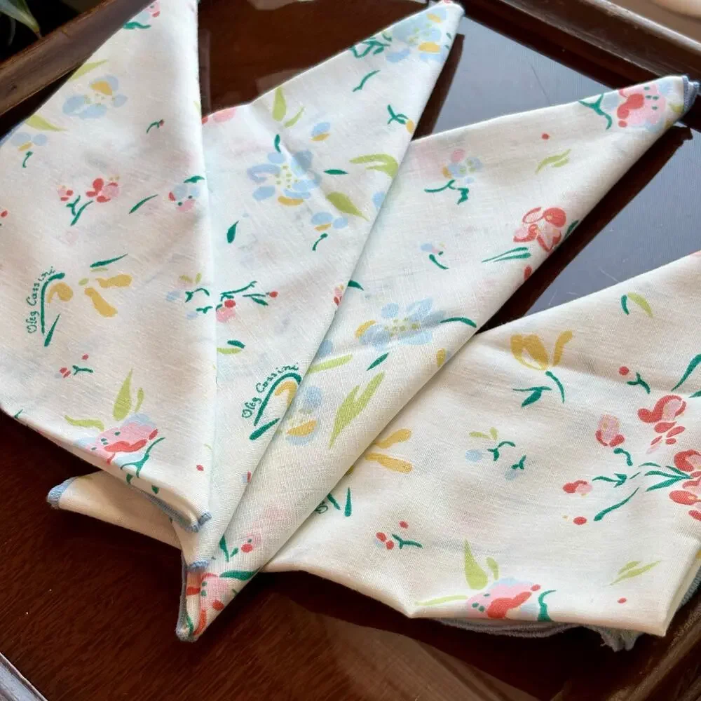 Vintage Oleg Cassini Floral Cotton Cloth Napkins Set of 4